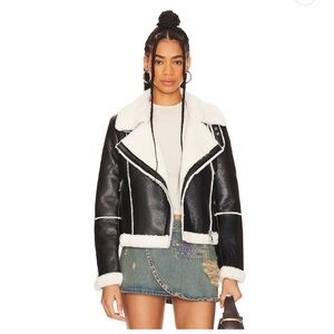 Superdown Black and White Teddy Jacket